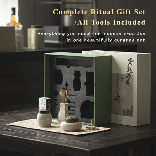 「Cloud Serenity」Tranquil Kōdō Incense Ritual Practice Set – Burner, Botanical Ash & Ritual Tools