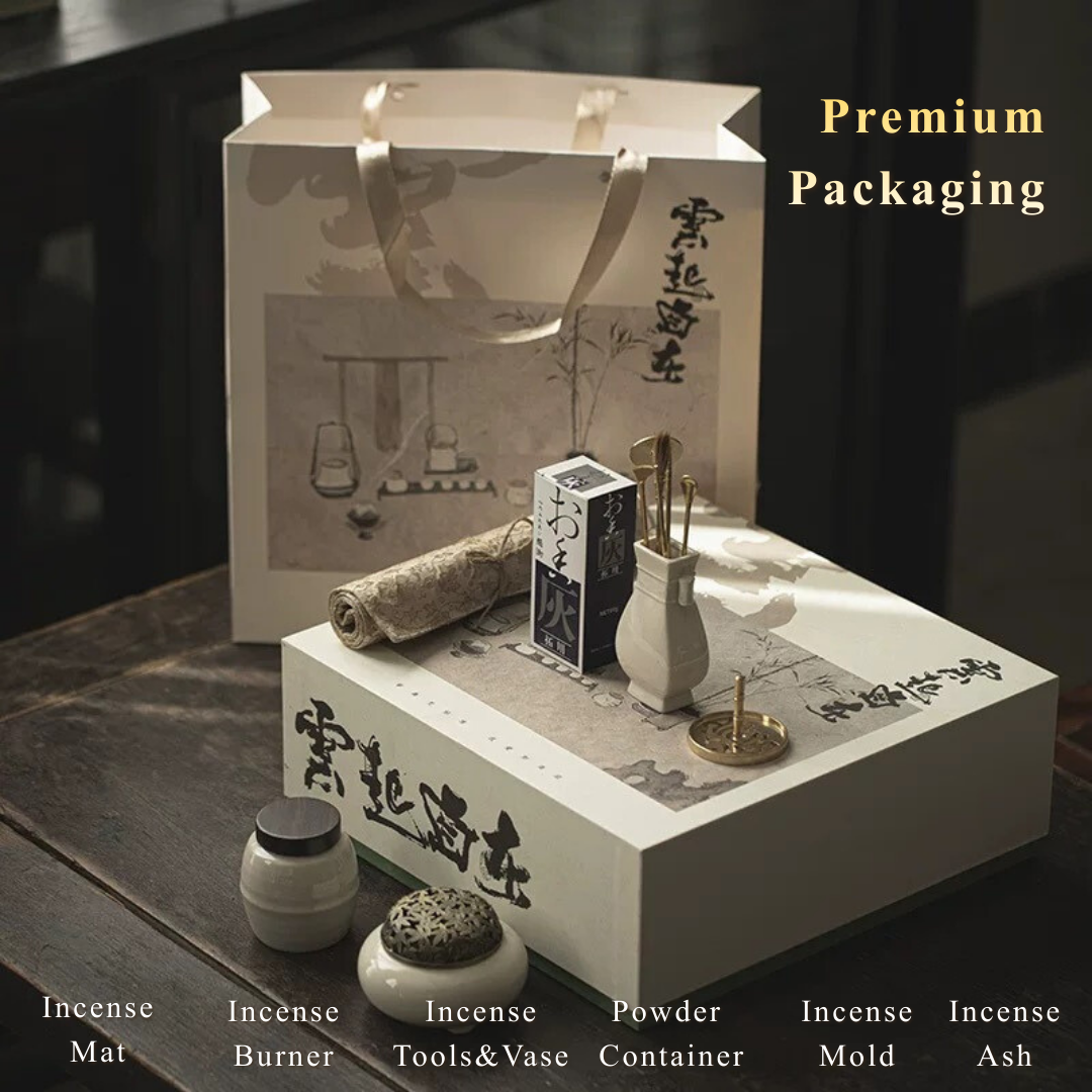 「Cloud Serenity」Tranquil Kōdō Incense Ritual Practice Set – Burner, Botanical Ash & Ritual Tools