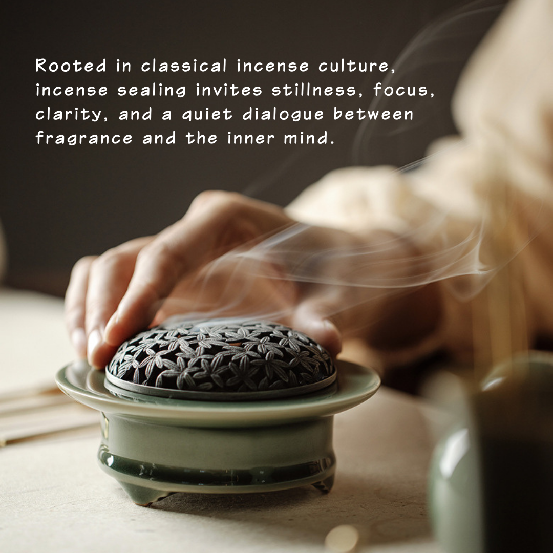 「Guanwen」Jun Kiln Ceramic Kōdō-Style Incense Seal Set